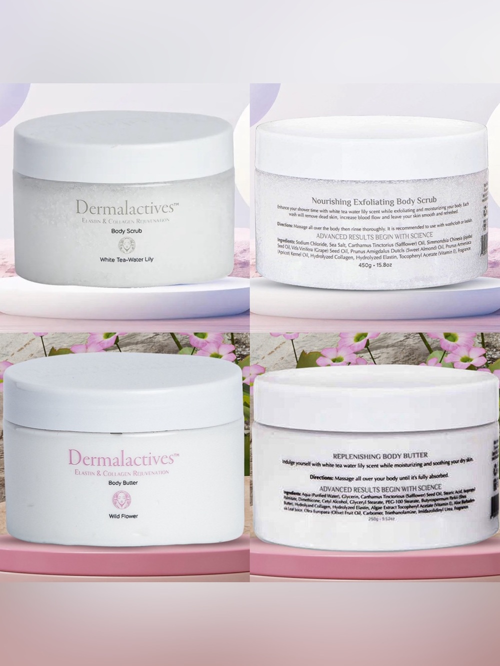 Dermalactives White Tea + Water Lily Body Scrub & Butter Duo